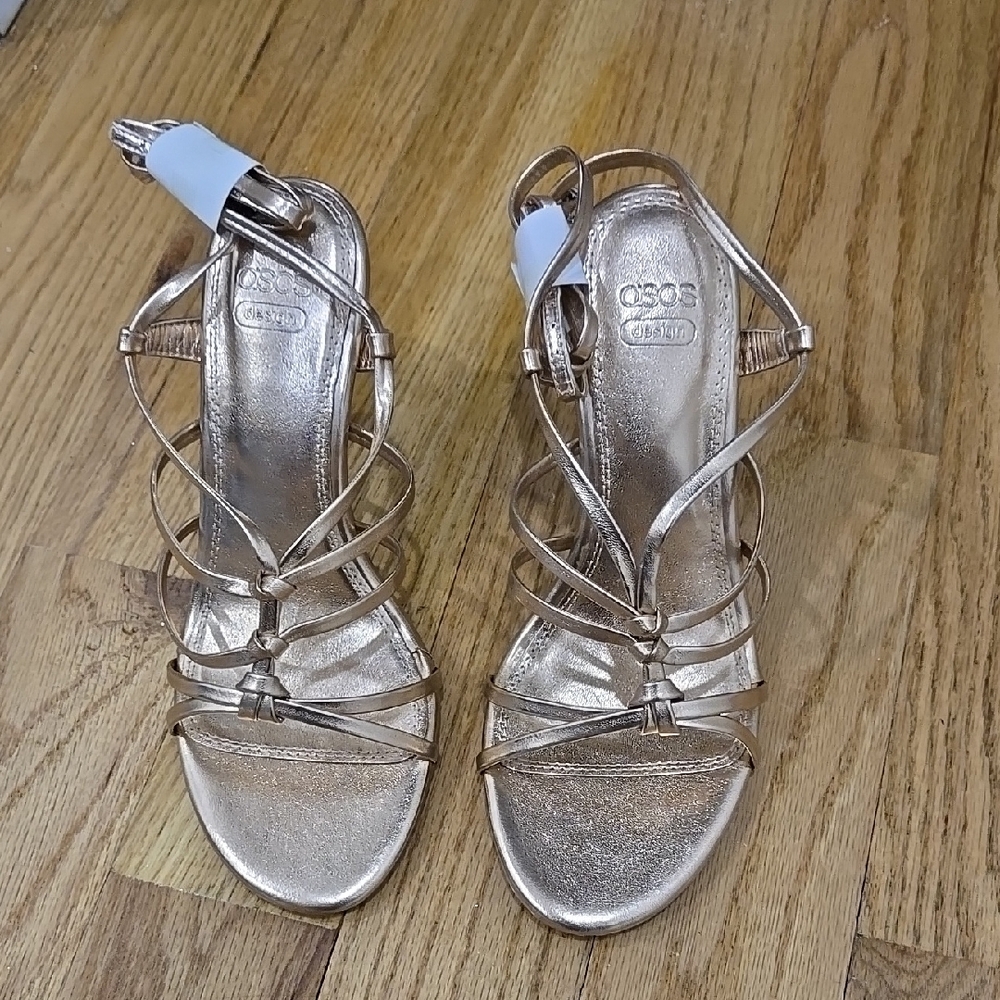 ASOS DESIGN ROSE GOLD Wide Fit Nightfall Strappy Women's Sandals